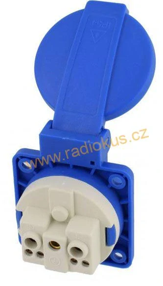 Zásuvka Z134F 230V/16A na panel IP54 s víčkem