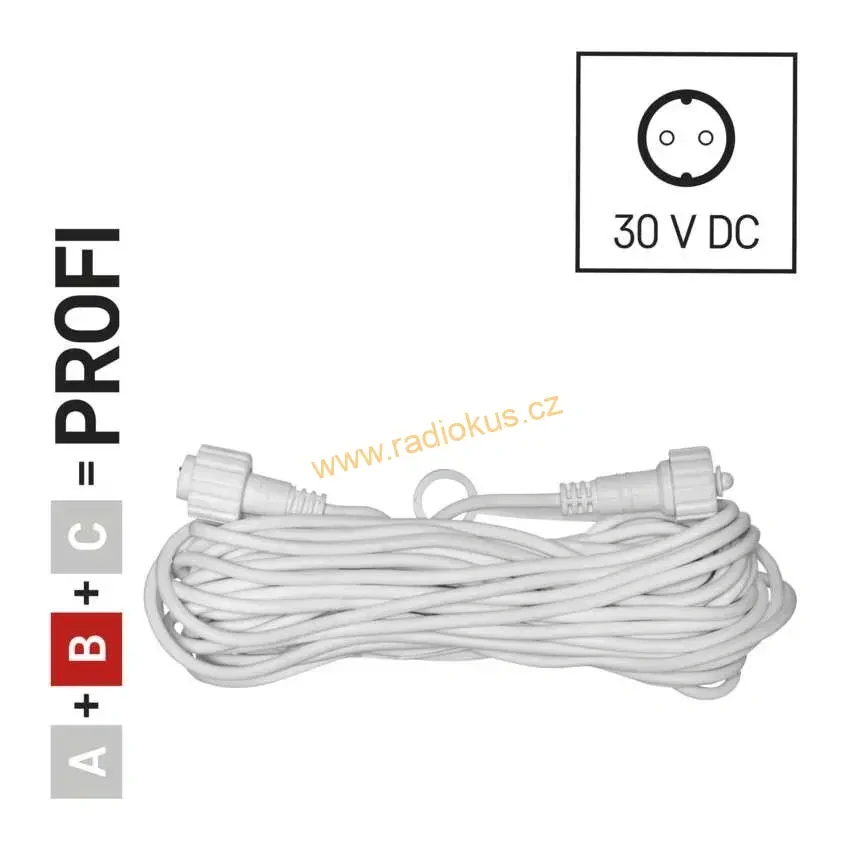 Prodlužovací kabel pro spojovací řetězy Profi bílý, 10 m, venkovní i vnitřní