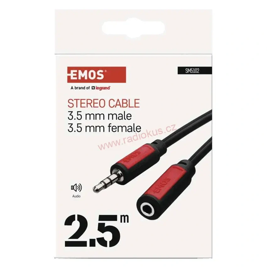 Kabel Jack 3,5mm stereo vidlice / Jack 3,5 mm stereo zásuvka 2,5m
