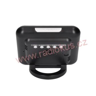 Bezdrátový teploměr,vnitřní/venkovní teplota, čas, budík, černý