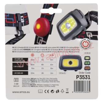 Čelová svítilna CREE LED + COB LED  P3531, 330 lm, 54m, 3× AAA