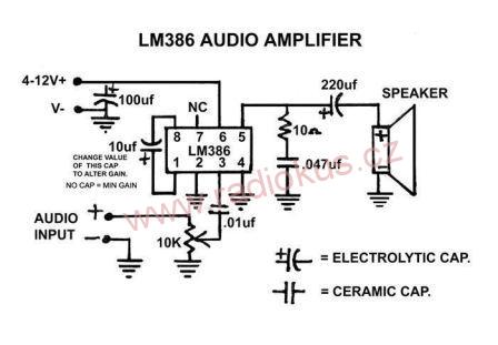 M 425A - Zesilovač mono 0,5W, modul s LM386