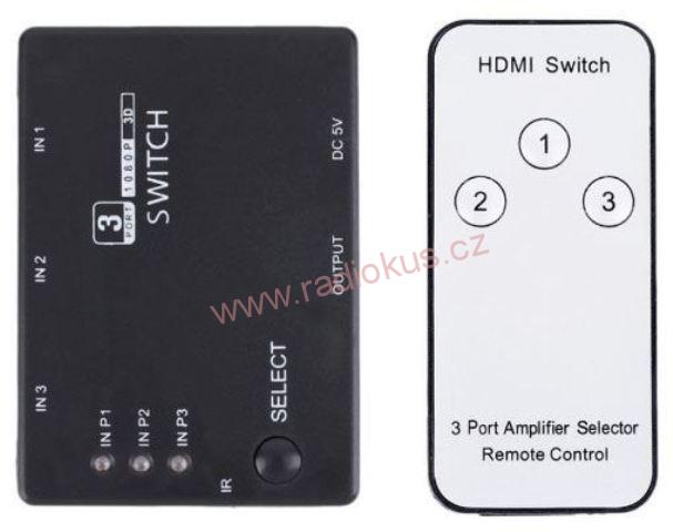 HDMI přepínač 3 portový s dálkovým ovládáním