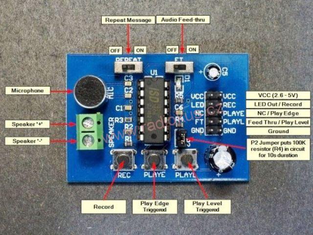 M 419 - Hlasový záznamník s ISD1820 - modul pro záznam zvuku