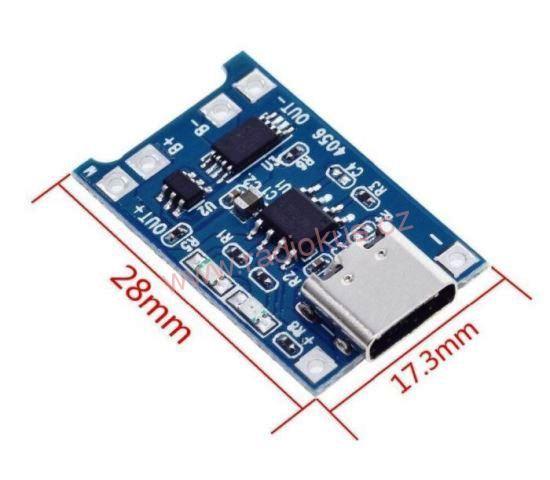 M 401E - Nabíječka Li-Ion článku 1A s ochranou, modul s IO TP4056 , USB C