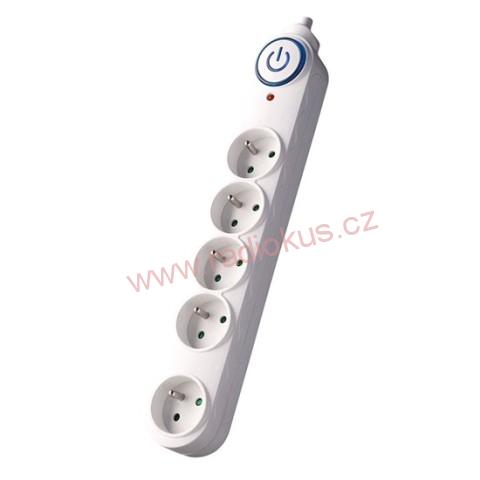 Přepěťová ochrana, 150J, 5 zásuvek, 1,5m, bílá