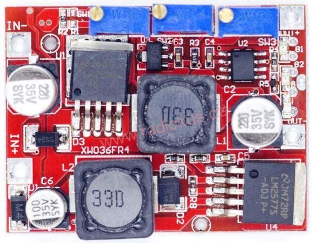 M 397A napájecí modul step-up / step - down měnič CC/CV 3A DC-DC nabíječka , vst. 4-35V , výst. 1,25-25V / 2A