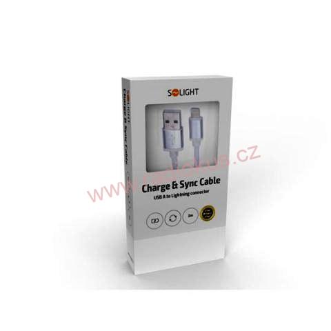 Kabel USB 2.0 A konektor - Iphone Lightning konektor, silikonový , bílý, 2m