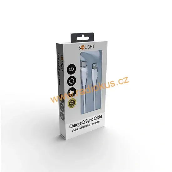 Kabel USB-C 3.1 , USB-C konektor - Iphone Lightning konektor, bílý, 1m