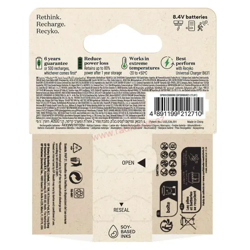 GP ReCyko+ 200mAh 6F22 nabíjecí baterie 