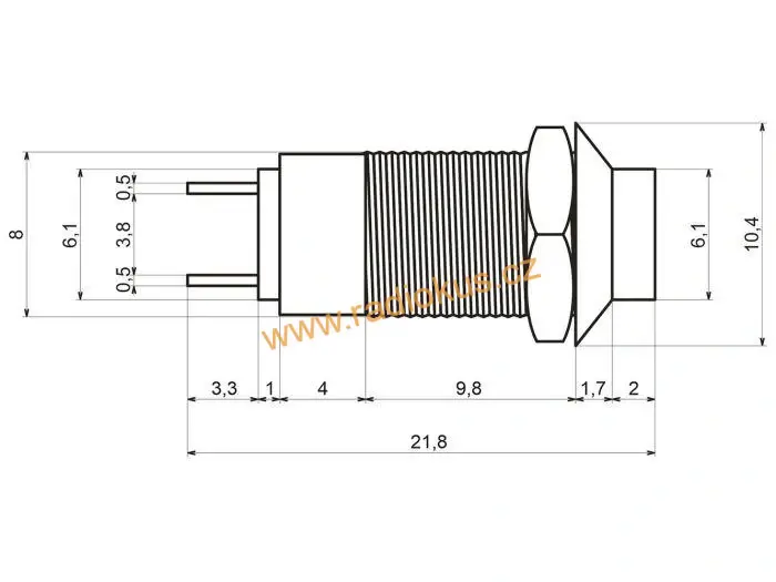 Spínač tlačítkový OFF - ( ON ) bez aretace, kovový , 2A/36V , Antivandal provedení, IP67
