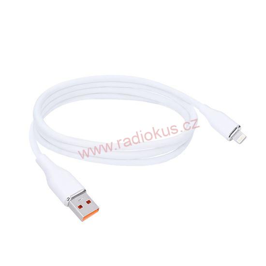 Kabel USB 2.0 A konektor - Iphone Lightning konektor, silonový , bílý, 1m
