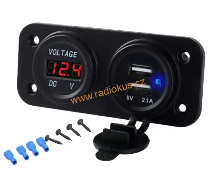 Vestavný USB zdroj + voltmetr + panel
