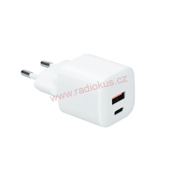 Univerzální napájecí adaptér USB A+C 20W PD , fast charger GaN