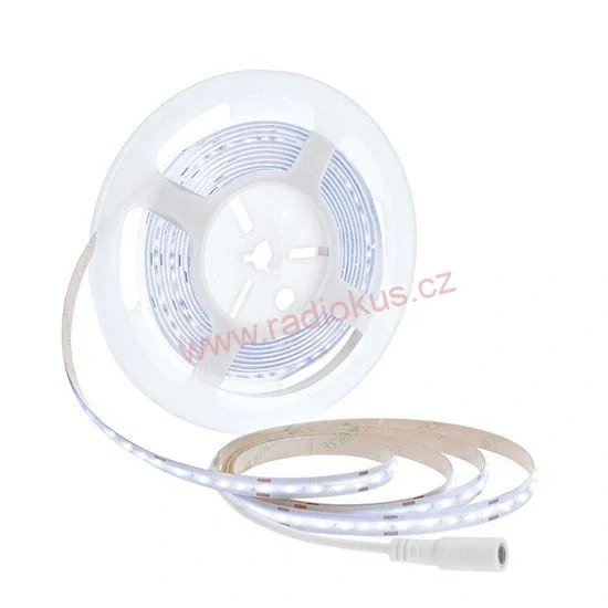 LED COB pásek, sada s adaptérem, vypínač, 5m, 8W/m, 800lm/m, studená bílá