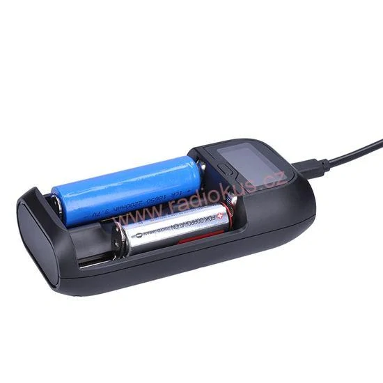 Nabíječka baterií Li-Ion, LiFePO4, Ni-MH/CD, AA, AAA, 18650, 2000mA, 2 kanály, LCD displej