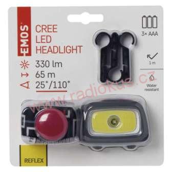 Čelová svítilna CREE LED + COB LED  P3531, 330 lm, 54m, 3× AAA