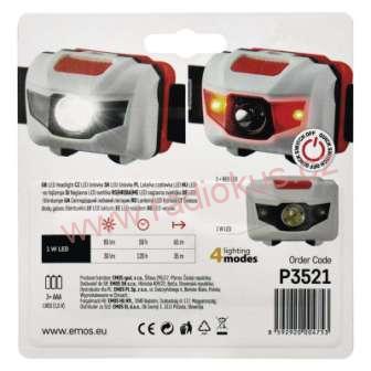 Čelová svítilna LED P3521, 60 lm, 30m, 3× AAA