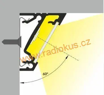 AL lišta pro LED pásek úhlová , přisazená , délka 1 m