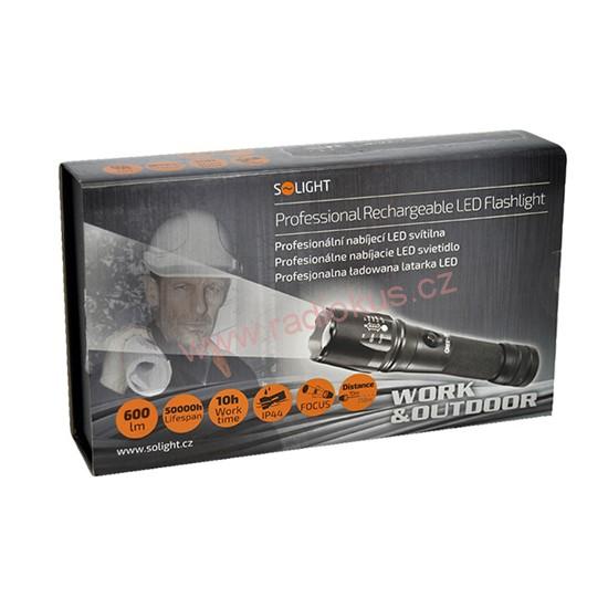 Solight profesionální nabíjecí LED svítilna, T6 XML Cree LED, 600lm, Li-Ion