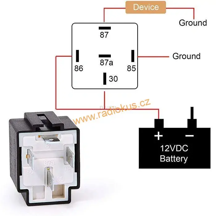 Autorelé 12V DC , 1 x spínací kontakt , 40A / 12V , s pojistkou 30A