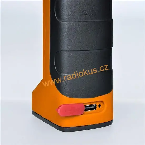 Pracovní nabíjecí LED lampa, 500lm + 70lm, COB, Li-Ion, USB, černooranžová
