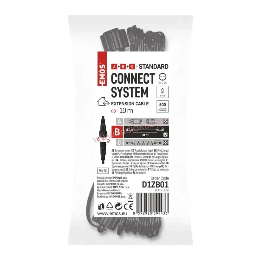 Prodlužovací kabel pro spojovací řetězy Standard černý, 5 m, venkovní i vnitřní