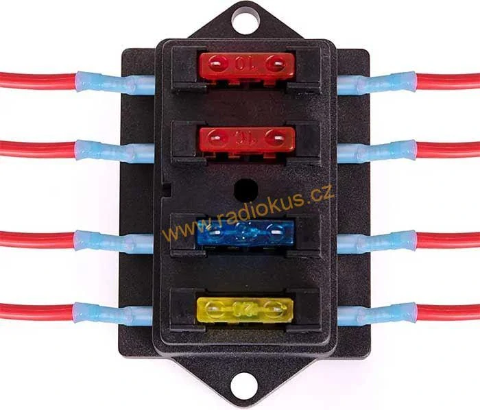 Distribuční blok - 4 pojistky , pojistkový držák