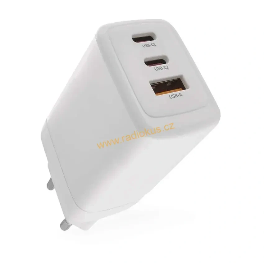 Univerzální napájecí adaptér USB A+2xC 65W PD , fast charger GaN