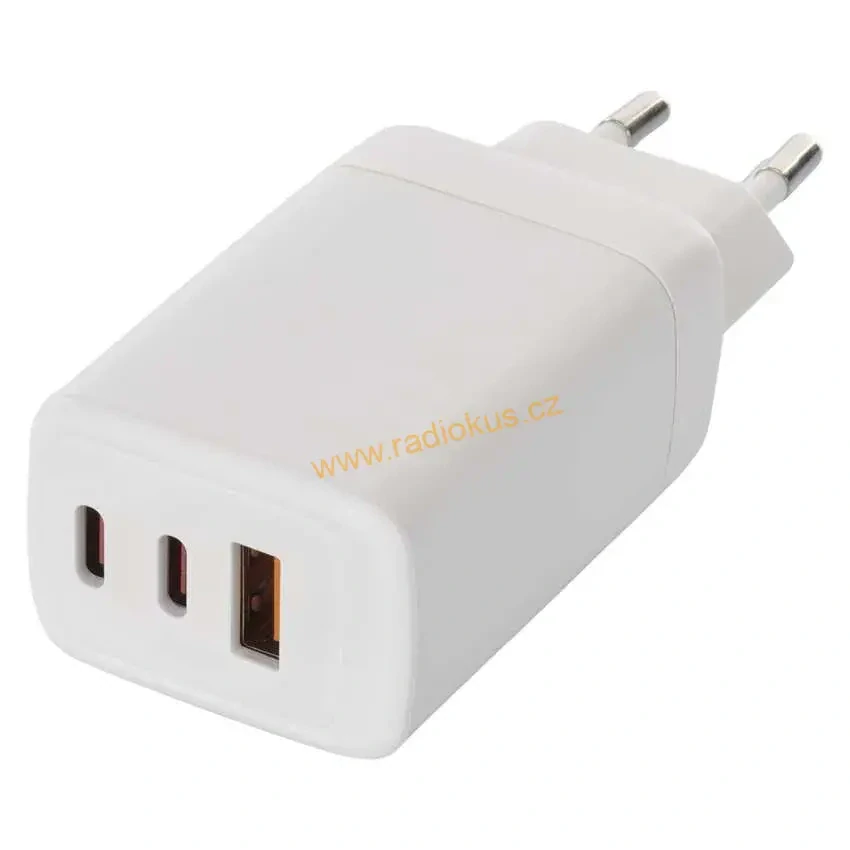 Univerzální napájecí adaptér USB A+2xC 65W PD , fast charger GaN