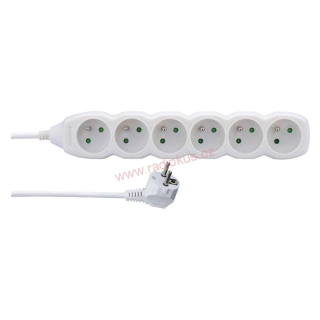 Prodlužovací kabel – 6 zásuvek, 3m, bílý