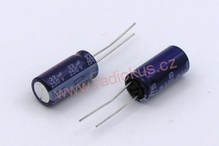 22uF/250V elektrolytický radiální kondenzátor 85°C