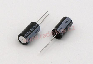 1000uF/25V elektrolytický radiální kondenzátor 105°C
