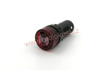 LED kontrolka 12V DC červená , s akustickou signalizací 