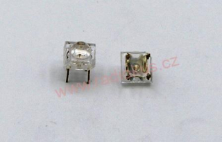 LED 7,6x7,6mm modrá super čirá 4 vývody