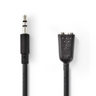 Kabel Jack 3,5mm stereo vidlice / 2x Jack 3,5 mm stereo zásuvka 0,2m