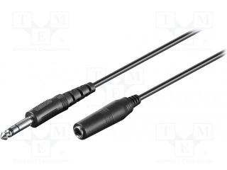 Kabel Jack 6,3mm stereo vidlice / Jack 6,3mm stereo zásuvka 5m