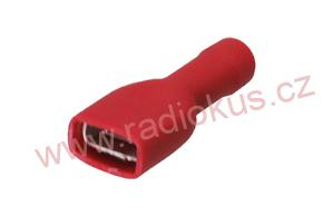 Faston 6,3mm zásuvka celoizolovaná červená