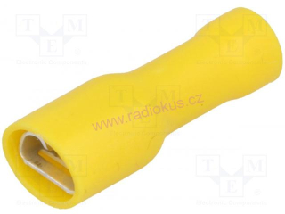 Faston 6,3mm zásuvka celoizolovaná žlutá