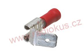 Faston 6,3mm zásuvka s odbočkou poloizolovaná červená