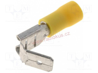 Faston 6,3mm zásuvka s odbočkou poloizolovaná žlutá