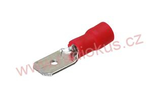 Faston 6,3mm vidlice poloizolovaná červená