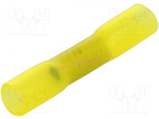 Spojka lisovací celoizolovaná žlutá s teplem smrštitelnou bužírkou