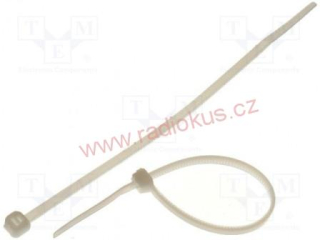 Stahovací pásek PVC 2,5 x 200 mm , bílý , 100 ks