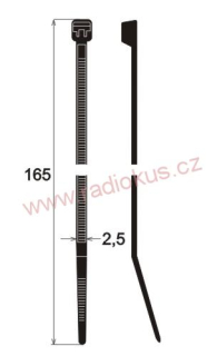 Stahovací pásek PVC 2,5 x 165 mm , černý , 100 ks