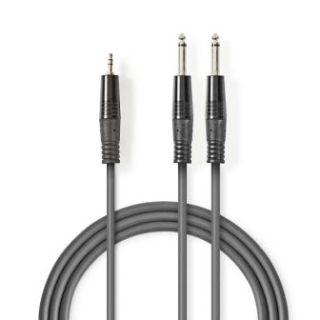Kabel Jack 3,5mm stereo vidlice / 2x Jack 6,3mm mono vidlice 1,5m