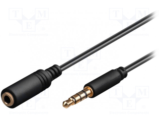 Kabel Jack 3,5mm 4pin vidlice / Jack 3,5 mm 4pin zásuvka 0,5m