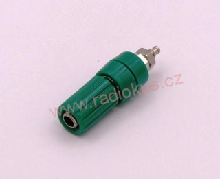 Zdířka 4mm na panel , zelená , izolovaná , 