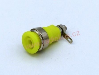 Zdířka 4mm na panel , žlutá , izolovaná , SAFE