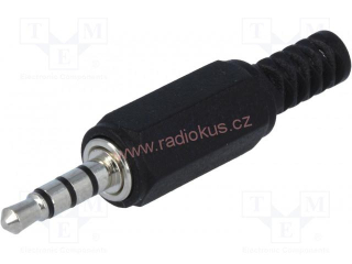 Vidlice 2,5 mm 4pin , kabelová , přímá , plastová černá